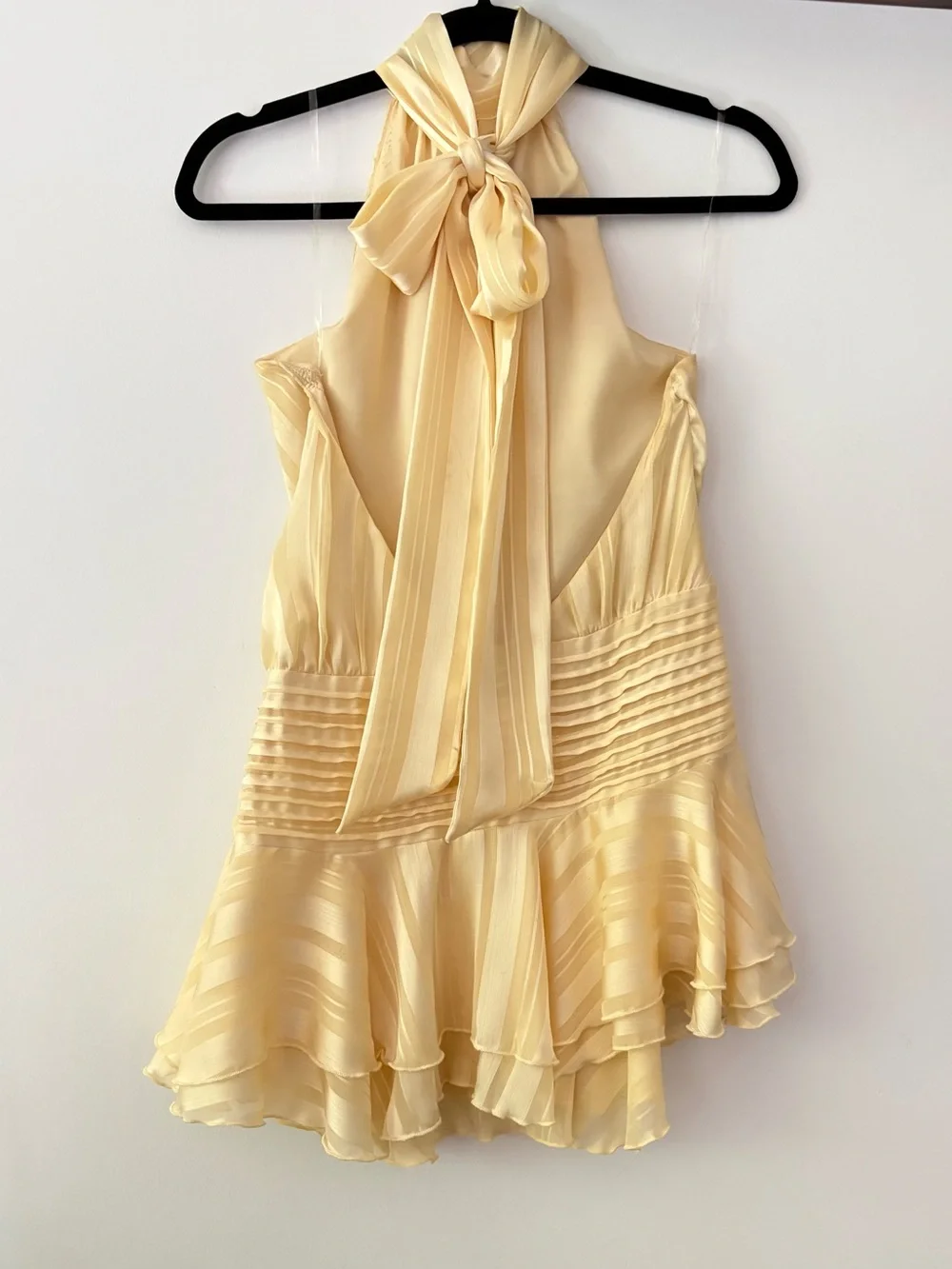 NWOT Peppermayo Willow Chiffon Halter Mini Dress - Butter Yellow - Picture 4 of 4